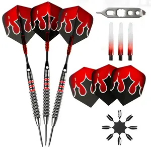 Viper Shot King Steel Tip Dart Set 80% Tungsten 22 Grams Red with Carbon Fiber Shafts & Complete Kit for Bristle Boards