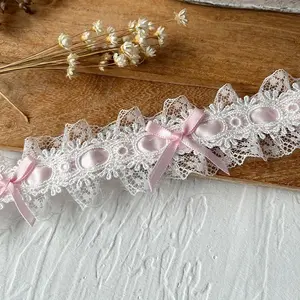 1 Yard French Lolita Bow Lace Trim DIY Skirt Hat Bag Decoration Floral Edge Fabric Accessory for Sewing Crafts Lace Style