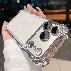Four-corner airbag electroplated two-in-one hard phone case suitable for iPhone series, border electroplating hard texture in the middle, mobile phone case with counter-fall Safety Cushion, suitable for iphone 11 12 13 14 15 16pro max 17promax