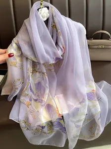Floral Print Scarf, Elegant Soft Breathable Casual Wrap Shawl for Women, Fashion Accessories for Daily Wear, Trendy All-match & Exquisite Scarf for Birthday Gift