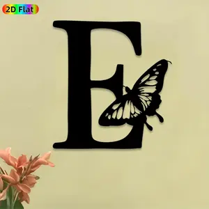 1pc Butterfly & Letter E Metal Vintage Wall Art, Delicate Butterfly & Letter E Statue Mural, Ideal Gift for Easter, Wedding, Nature & Monogram Decor Enthusiasts, Perfect for Bedroom Wall & Garden Fence, Charming Decor Accent