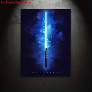 1 Piece/Set Frameless Canvas Painting Print Poster,Classic Sci-Fi Minimalism Mysticism Pop Art, Modern Art Design, Cal-Kestis lightsaber,Perfect Gift For Movie Lovers,Ideal Gift For Bedroom,Toilet,Study,Office,Kitchen,,Wall Decoration,Room Decor