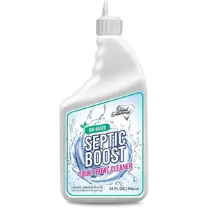 Septic Safe Toilet Bowl Cleaner - Septic Boost Acid-Free Toilet Cleaner with Enzymes for Septic Tank Treatment - Effective Cleaning & Deodorizing Bio-Based Liquid Toilet Bowl Cleaner (1-Quart)