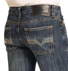 Rock & Roll Cowboy Men's Regular Fit Dark Wash Straight Leg Jeans M1P4257