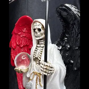 Reversible Santa Muerte Statue 12 Inch – Dual Energy Red & Black Wings (Santa Muerte Reversible Roja y Negra)