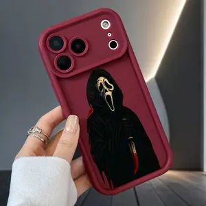 Ghostface Character Soft TPU Case for iPhone 17 Air 16 Pro Max 15 Plus 14 13 12 11 X XS Full Body Shockproof Protection Rugged Durable Phone Cover