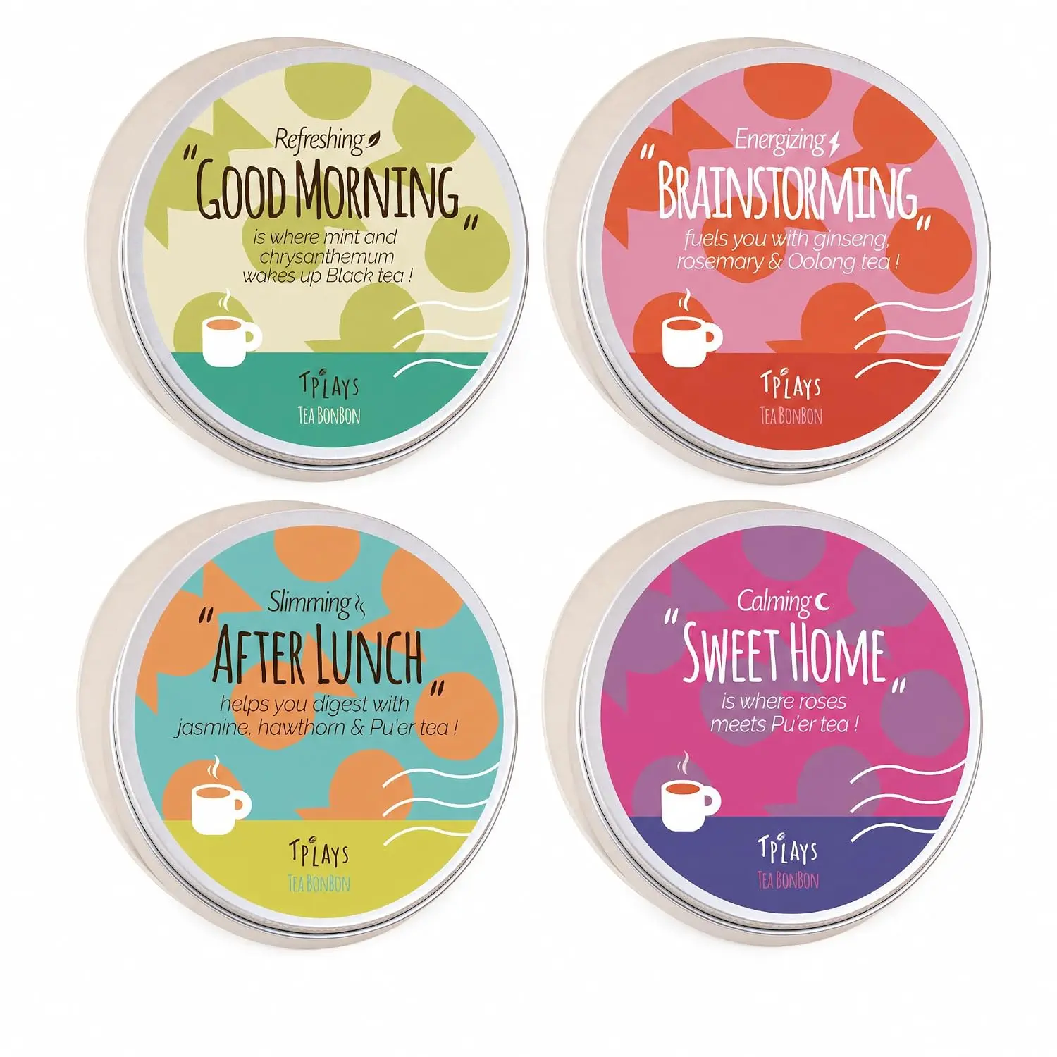TPlays Tea Bonbon Gift Set | 4 Flavor Collection | 16 Individually Wrapped Tea Balls