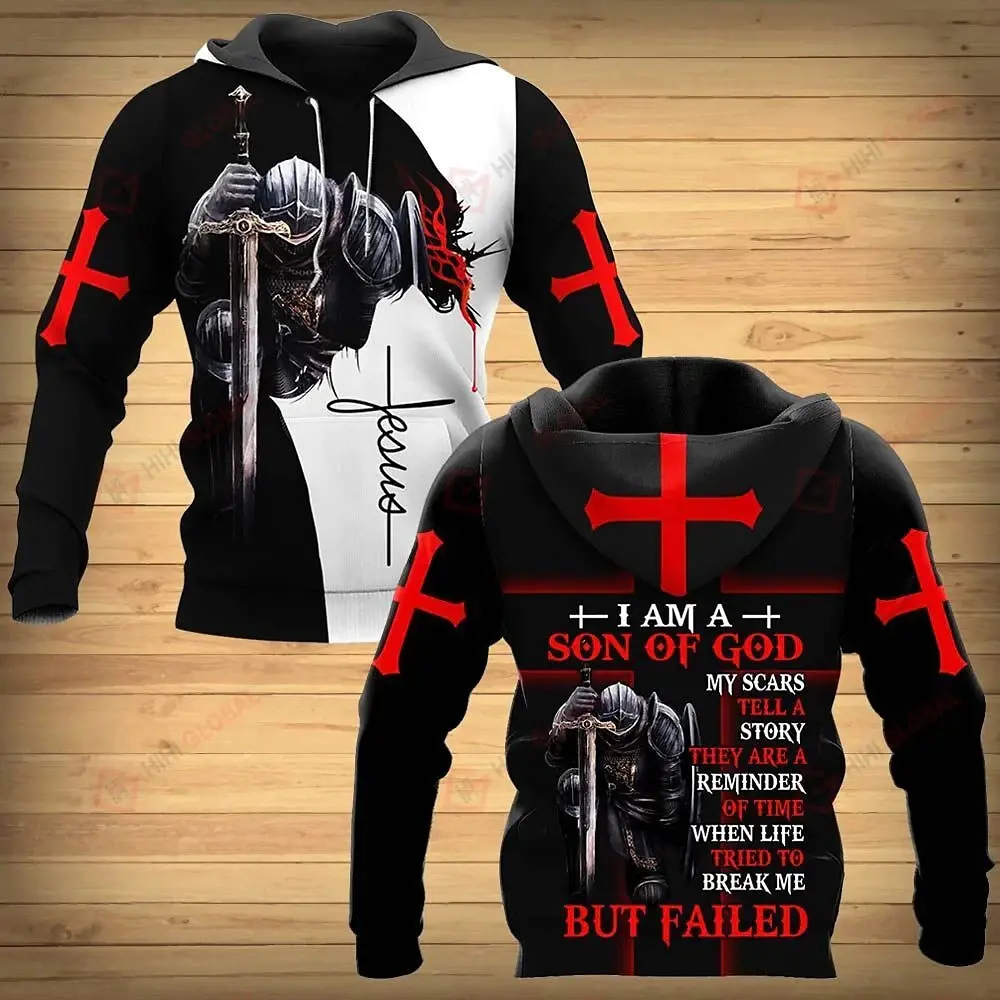 2026 Hoodies Knight Templar Armor Jesus God Guard Cavalier 3D Print Sweatshirts Men Women Oversized Hoodie Kids Pullover Clothing Tops