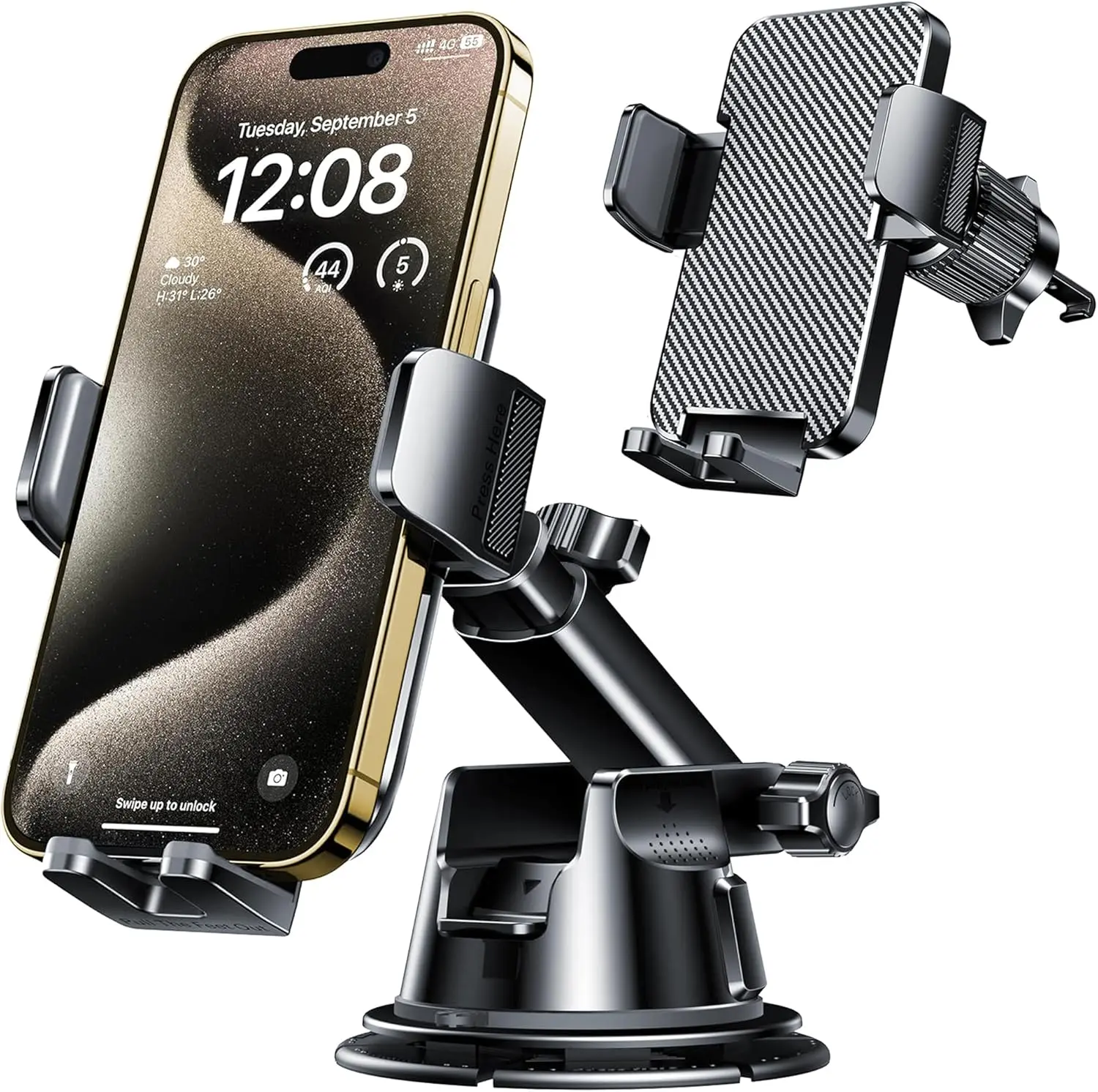 Mounted Holders Phone Holders for Your Car Phone Mount for Car Windshield Dashboard Air Vent Universal Desk Mounts Hands Free Automobile Cell Phone Holder Fit for iPhone Smartphone