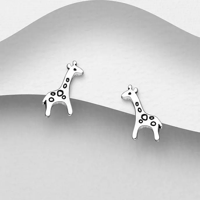 Sterling Silver Giraffe Earrings - Elegant Design with High-Quality Finish and Comfortable Fit