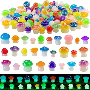 36pcs Tiny Resin Mushrooms, Luminous Mini Mushrooms for Craft, Glow in the Dark Mushroom Figurines, Garden Mushrooms, Indoor Outdoor DIY