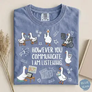 Comfort Colors SPED Teacher Goose T-Shirt, AAC Communication Graphic Tee, SLP Therapist Shirt, Special Education Inclusion Apparel, BCBA ABA Educator Gift, Unisex -DarkFlex