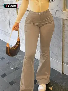 GILIPUR Women's 2026 New Denim Jeans,Kardashian Style,Elegant Flare Leg Elastic Comfort Washed Craft Coffee Color Long Pants, Fitted Plain Style All Seasons,T-Chic