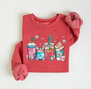 Easter Coffee Latte Sweatshirt, Womens Coffee Lover Easter Shirt, Teacher Easter Shirt, Cute Bunny Sweatshirt, Gift For Her Spring Caffeine Morning