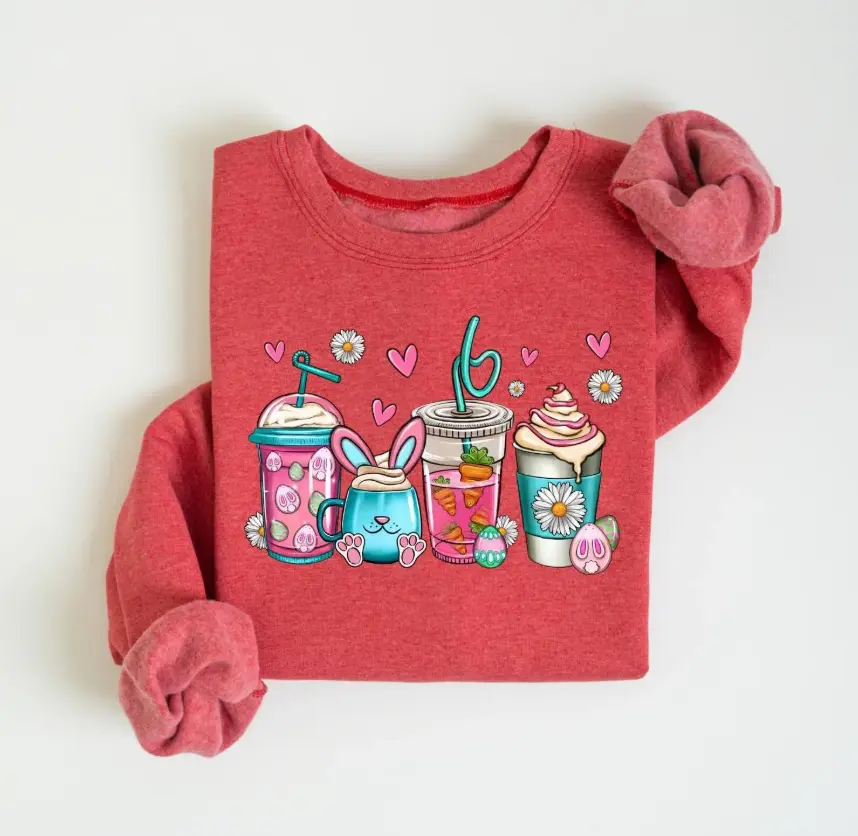 Easter Coffee Latte Sweatshirt, Womens Coffee Lover Easter Shirt, Teacher Easter Shirt, Cute Bunny Sweatshirt, Gift For Her Spring Caffeine Morning