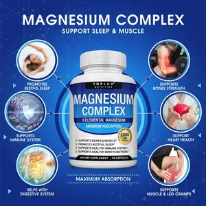 TOPLUX Magnesium Complex 8 Essential Magnesium Supplements 1000 mg Vitamin Dietary Fitness Edible