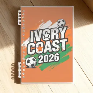 A5 Lined Notebook, Ivory Coast 2026 Soccer Theme, Vibrant Orange & Brushstroke Design, Perfect for Office & Daily Planning, Durable Paper Material, Ideal for Sports Enthusiasts, Stylish & Functional Stationery