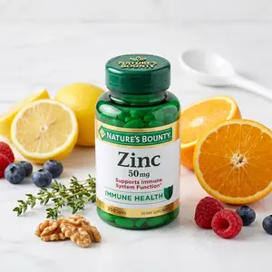 Nature’s Bounty 50mg Zinc Vegetarian Caplets, Gluten-Free Vitamin Supplement, 1 Daily Caplet, Immune Support, Antioxidant & Skin Health Benefits (250 Count)