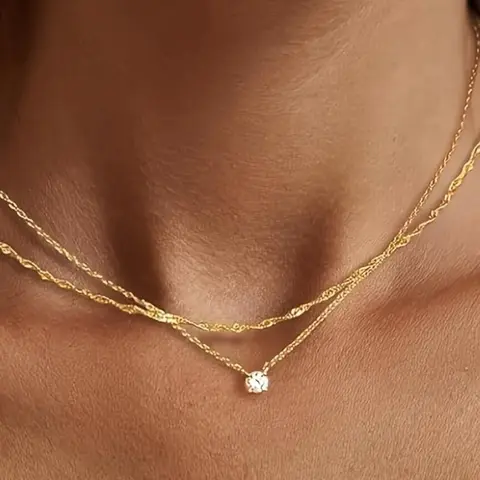 Women's Elegant Chain Necklace & Artificial Zircon Pendant Necklace, Exquisite Trendy Necklace Set, Chic Gorgeous Jewelry As Gift for Girlfriend, Charm Necklace