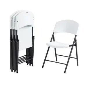 Lifetime White Plastic Seat Metal Frame Outdoor Safe Folding Car Table Chair (Set of 4)