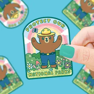 Turtle's Soup Protect Our National Parks Bear Laptop Decal Vinyl Sticker Waterproof Dishwasher Safe Decor Decorative