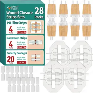 Sanke Rescue 14/28 Pack Wound Closure Strips Zipper Bandages Emergency Laceration Closure Kit Repair Wounds Closures Device