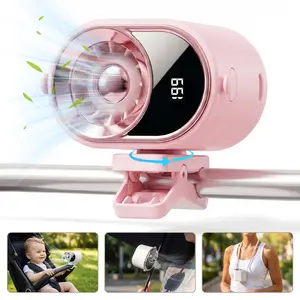Cooling Clip on Fan with LED Display,Portable Car Clip on Air Conditioner Fan With 199 Speeds,360° Rotation Adjustable USB Rechargeable Personal Cooling Fan With Light for Cars, Work, Camping,Father's Day Gift