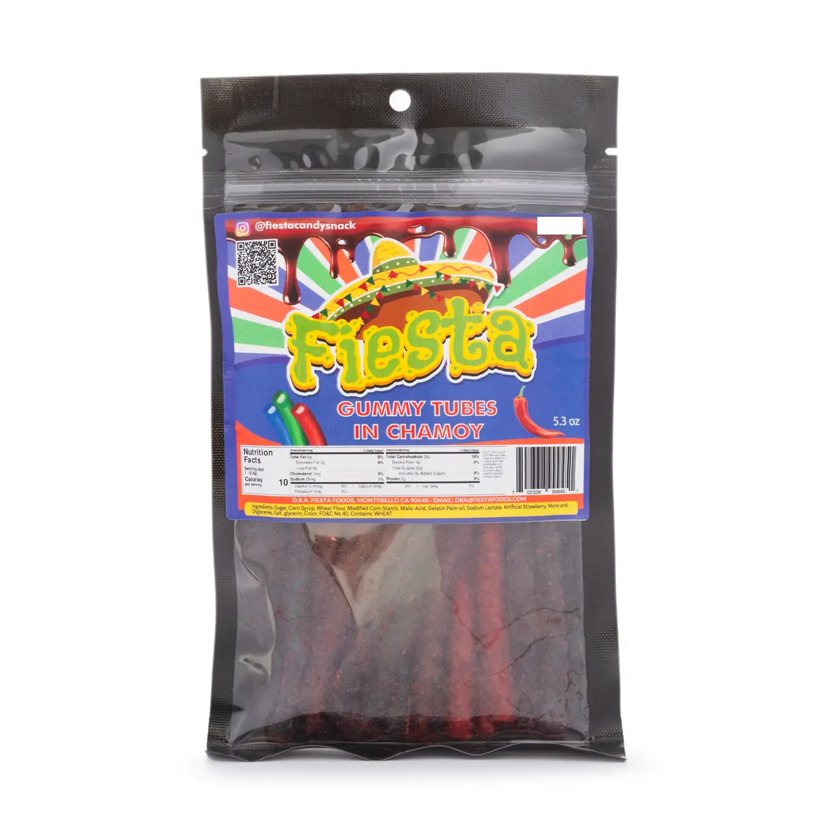 Fiesta Gummy Tubes in Chamoy 5.3 oz Snack