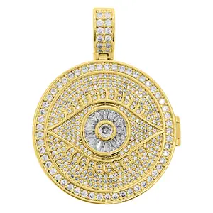 Eye Circle Medallion Iced Out Hip Hop Bling Pendant