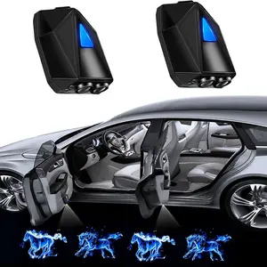 2PCS Car Door Lights Projector, Dynamic Angel / Fire-Horse / Ice-Horse  Wings Car Door Welcome Lights Rechargeable Wireless LED Lights for Car with Battery-Powered, Easy to Install (Left& Right Pair)