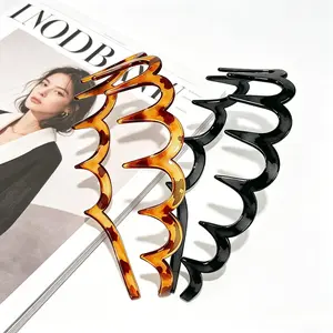 Slicked Back Style Wavy Comb Headbands, All-match Daily Casual Occasions, Firm Holding Zig Zag Hair Accessories 4Pcs