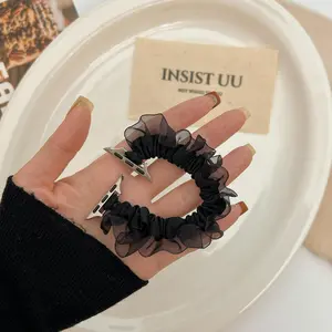 Elegant Mesh Elastic Hair Tie Adjustable Replacement Strap for Apple Watch S11/s10/9/8/7/6/5/4/3, Fits 49mm-38mm, Unisex Daily Wear