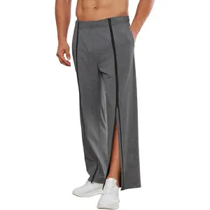 Tear Away Pants for Men Full Zipper Legs Sweat Pants Mens Open Bottom Sweatpants Breakaway Cotton Post Surgery PantsGift