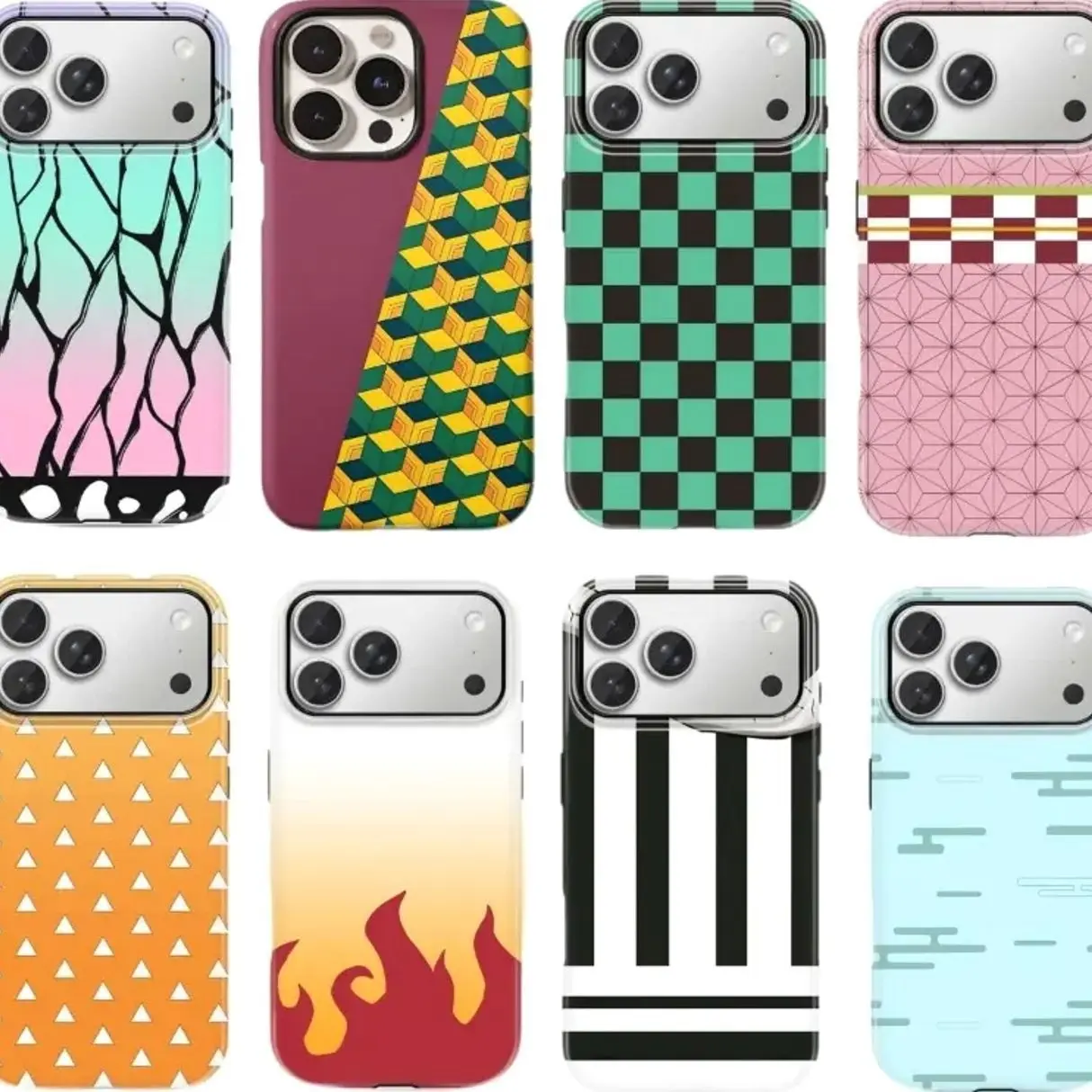 Demon Slayer Haori Pattern Anime Art TPU Smartphone Case - Shockproof Cover for Various iPhone Models (17 Pro Max/Pro/Air,16 Plus,15-11) - Secure Buttons, Wireless-Friendly Accessories for Anime Fans (Gift Option)