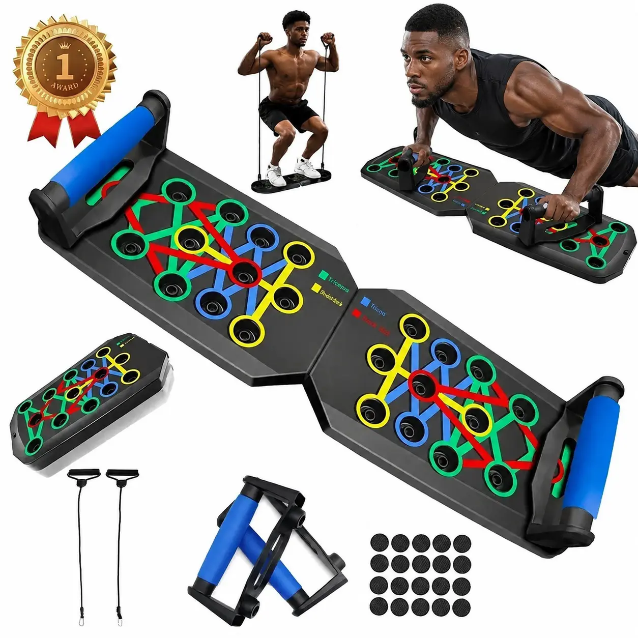 5-in-1 Push Up Board Fitness Kit, Portable Home Gym Workout Equipment with Resistance Bands, Detachable Push Up Handles for Chest, Shoulder, Back & Triceps Training, Strength Training Gear for Men & Women, Fitness Gift