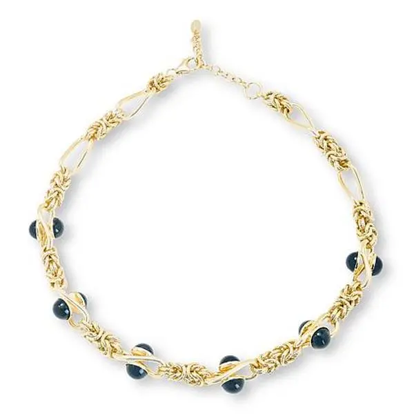 Bellezza Bronze Black Onyx Byzantine-Link Chain Necklace