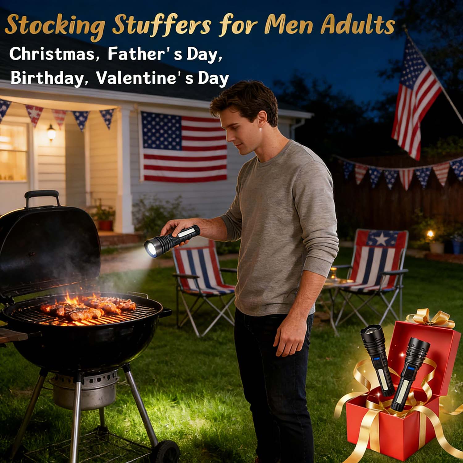 Rechargeable LED Flashlights High Lumens, 7 Modes Super Bright Tactical Flashlight, Adjustable Zoomable Powerful Torch, Emergency Gear for Home, Hunting, Camping, Hiking