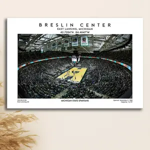 Breslin Center Art, Michigan State Spartans Basketball Arena Print, Gift For Fans, Poster Print Wall Art - No Frame, Man Cave Gift