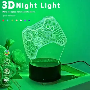USB Powered Creative Game Controller Night Light, Touch Sensor RGB Multi-Color Atmosphere Lamp, Home Bedroom Gaming Room Decor Table Lamp, Adjustable RGB Lighting