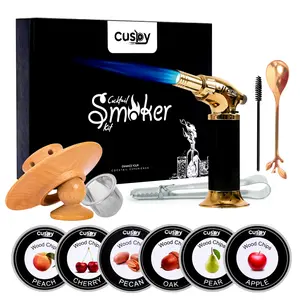 Cuspy Cocktail Smoker Kit with Torch, 6 Flavor Wood Chips, Bourbon & Whiskey Smoker, Old Fashioned Drink Infuser, Birthday Gift, No Butane, Enhanced Experience