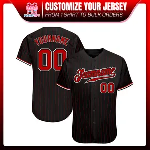 Custom Black Red Pinstripe Red-White Baseball Jersey, Baseball Shirt Printed, Custom Name Number Logo Baseball Uniform, Sporty Style Comfortable Moisture-Wicking Polyester,Back To School Shirt