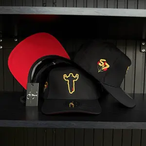 Exclusive Caps Chino 57 SnapBack Hat-Black/Red Exclusive Caps Chino 57 SnapBack Hat-Black/Red