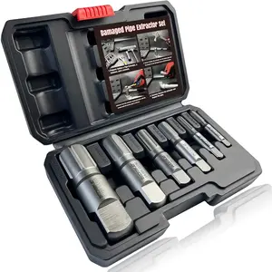 Pipe Extractor Set – 6 Piece Broken Pipe Removal Tool Kit for 1/8" to 1" Threaded Pipes and Fittings Including 1/8" 1/4" 3/8" 1/2" 3/4" 1" Pipes, with Rugged Case.