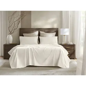 360 stand Egyptian Cotton Sateen Weave Sheet Set, HHD20-1962, Off-White, Split King, Deep Pockets