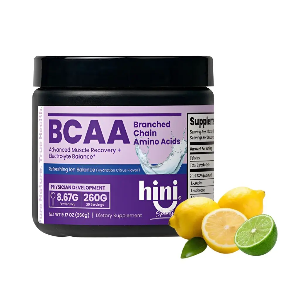HINI BCAA Powder with Electrolytes & Sodium - Citrus-Flavored Post-Workout Recovery Hydration Wellness Supplement Healthcare Muscle Magnesium Dietary Vitamin Mineral Potassium Acid Protein Amino Drink Dietary Acid Fitness Drink Fitness Fitness Edible