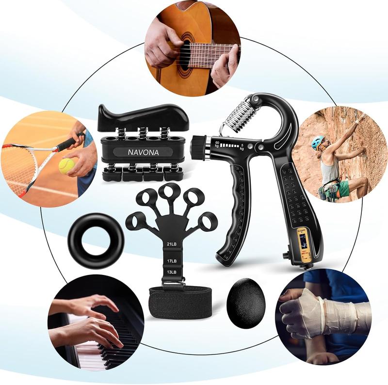 Grip Strength Trainer Kits (5 Pack), Adjustable Resistance Forearm Strengthener, Hand Gripper Strengthener for Muscle Building