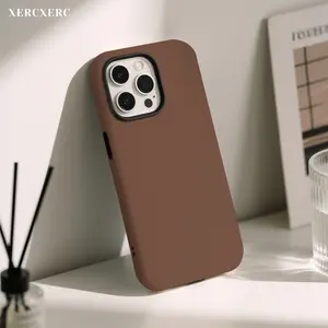 Solid Brown Printed 2 in 1 PC Hard & TPU Soft Phone Case, Matte/Glossy Protective Cover Phone, Matching Phone Cases for Daily Use & Gift, Funda Para Phone Case for iPhone 11 12 13 14 15 16 16e 17 Pro ProMax Air,Galaxy S26 S25 A56 A55 A17 A16