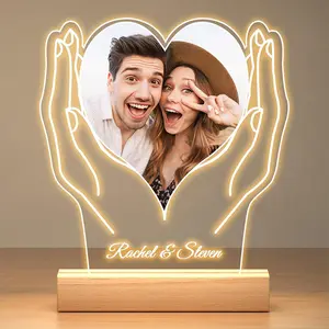 Personalized Heart Hands LED Photo Lamp with Names Custom Romantic Gift for Couples Perfect for Anniversary Wedding | Valentine’s Day Christmas Gifts