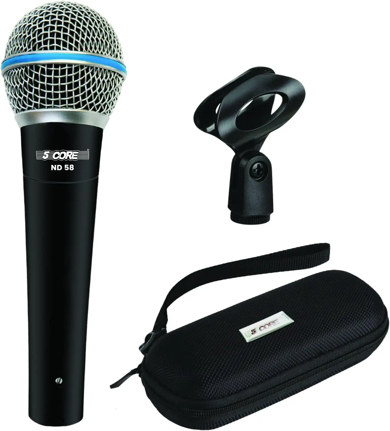 5 CORE ND 58 Dynamic Cardioid XLR Wired Microphone with Built-in Pop Filter, High Gain, Wide Frequency, Amplifier Compatible for Karaoke Singing, Stage Performances, Studio Recording, Amp Compatible