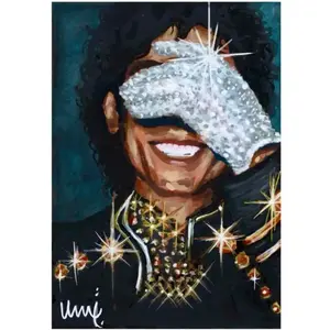 Michael Jackson "The Smile" One-of-One Embellished Art Print (3.5x2.5 in) - Collectible Home Decor, Entertainment Art Gift